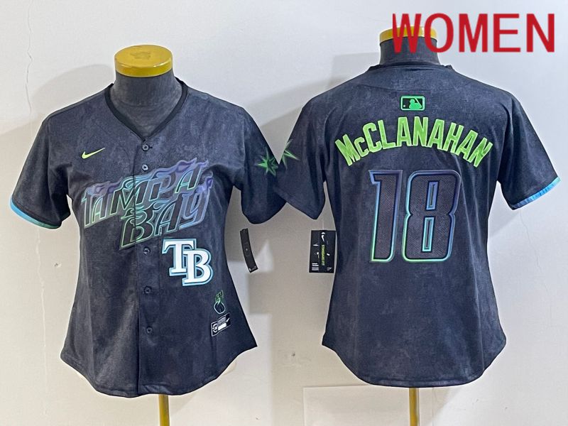 Women Tampa Bay Rays #18 Mcclanahan Black City Edition 2024 Nike MLB Jersey style 4